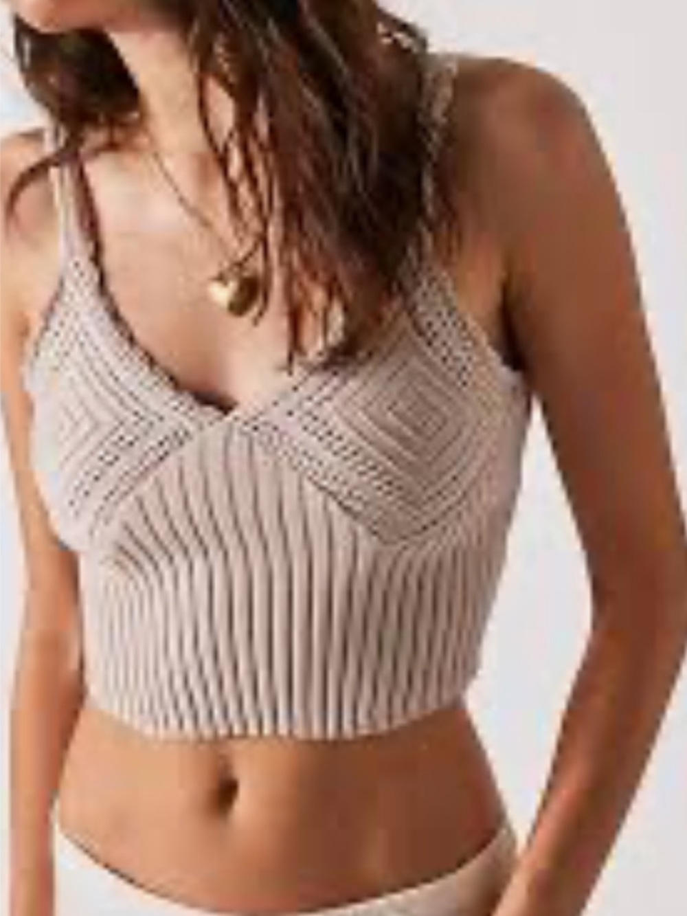 Free People Intimately NWT Soft Ribbed crochet Knit vneck Cami